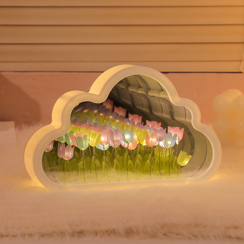 Cloud Shape Tulip Mirror Night Light