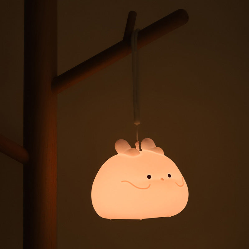 Cute Hanging Rabbit Silicone Night Light, Soft Warm LED Portable Lamp for Kids Bedroom, USB Rechargeable