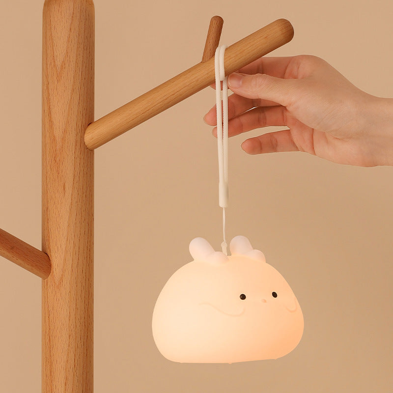 Cute Hanging Rabbit Silicone Night Light, Soft Warm LED Portable Lamp for Kids Bedroom, USB Rechargeable