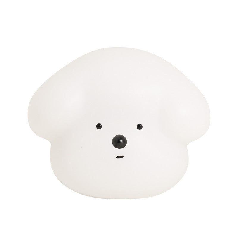 Cute Dog Face Silicone Wall Night Light, Warm LED Stick-On Lamp for Cabinet, Bedroom, Stairs, USB Rechargeable