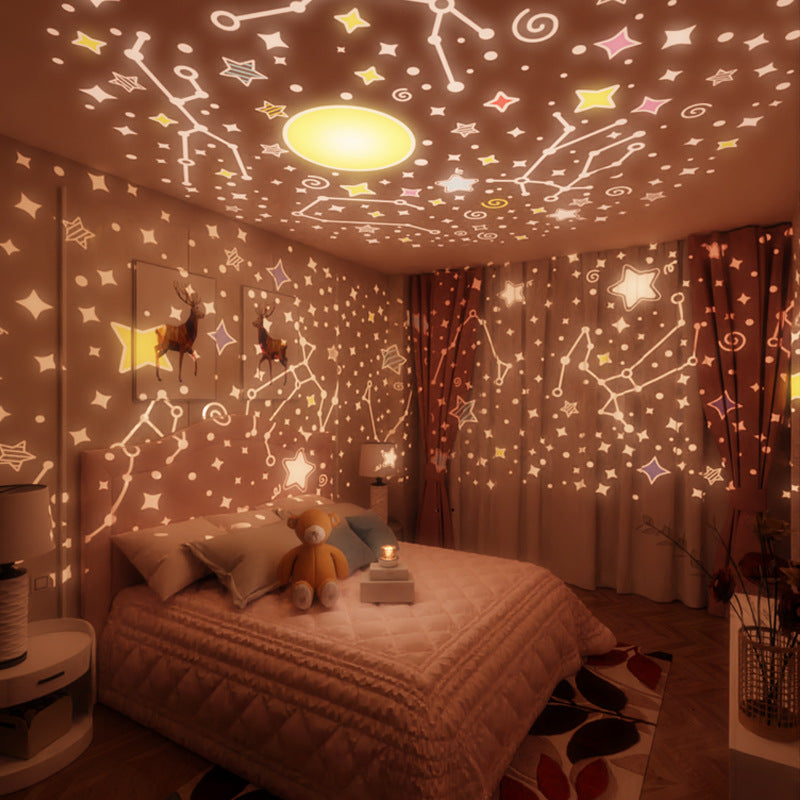 Rabbit Starry Sky Projector Night Light, LED Galaxy Lamp with Music, USB Rechargeable, White & Pink