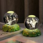 3D Engraved Rose & Carnation Crystal Ball Night Light