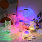 Crystal Rose Cut Table Lamp, Acrylic Diamond LED Night Light, RGB Color Changing USB Desk Lamp, Touch Control