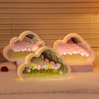 Cloud Shape Tulip Mirror Night Light, LED Decorative Flower Lamp with Mirror, Warm White USB Table Lamp