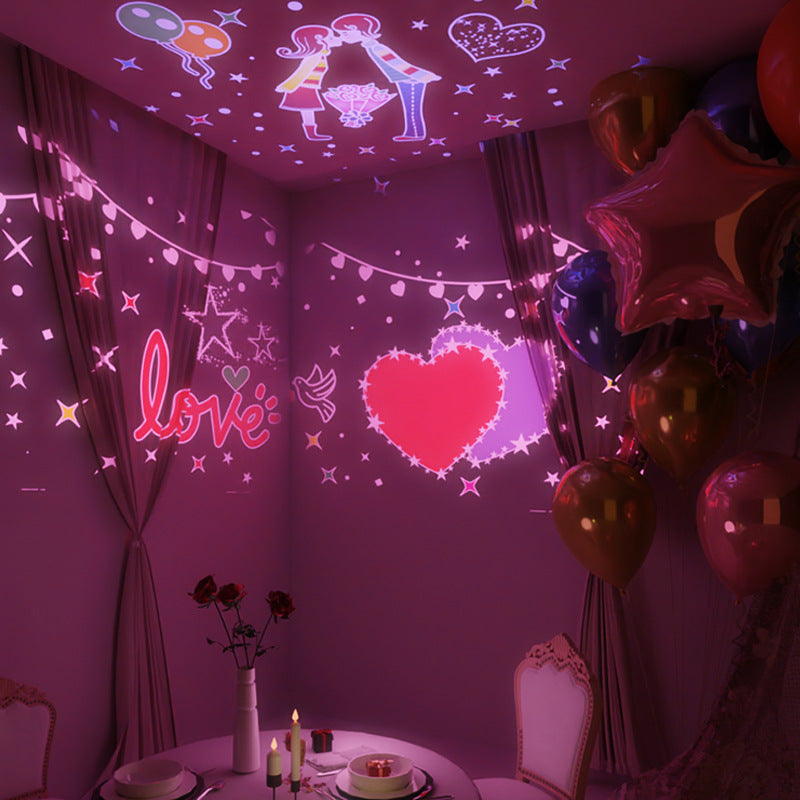 Rabbit Starry Sky Projector Night Light, LED Galaxy Lamp with Music, USB Rechargeable, White & Pink