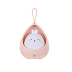 Egg Shape Cat Silicone Night Light with Hanging Loop, Soft Warm LED Portable Lamp for Kids, USB Rechargeable, Pink & White