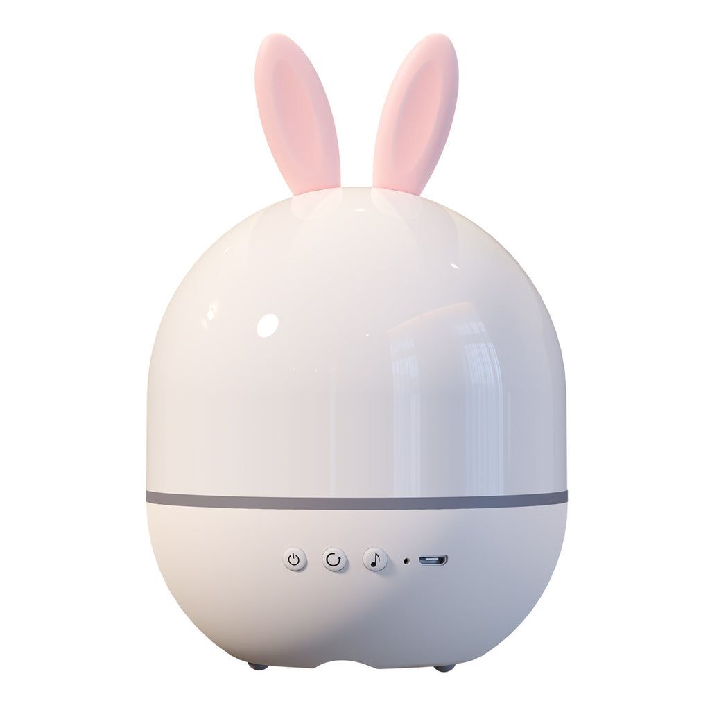 Rabbit Starry Sky Projector Night Light, LED Galaxy Lamp with Music, USB Rechargeable, White & Pink